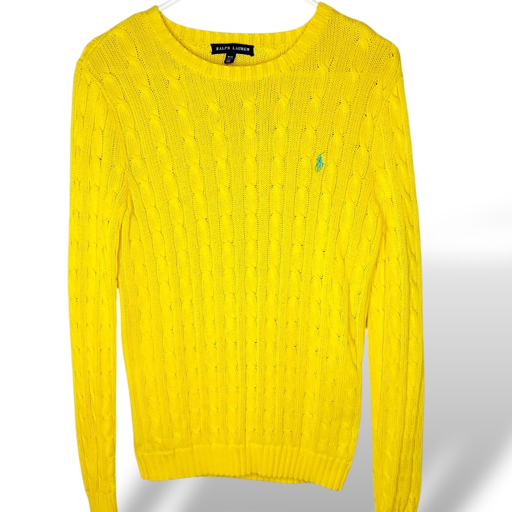 Ralph Lauren Classic Cable Knit Logo Crew Neck Sweater: Sz M